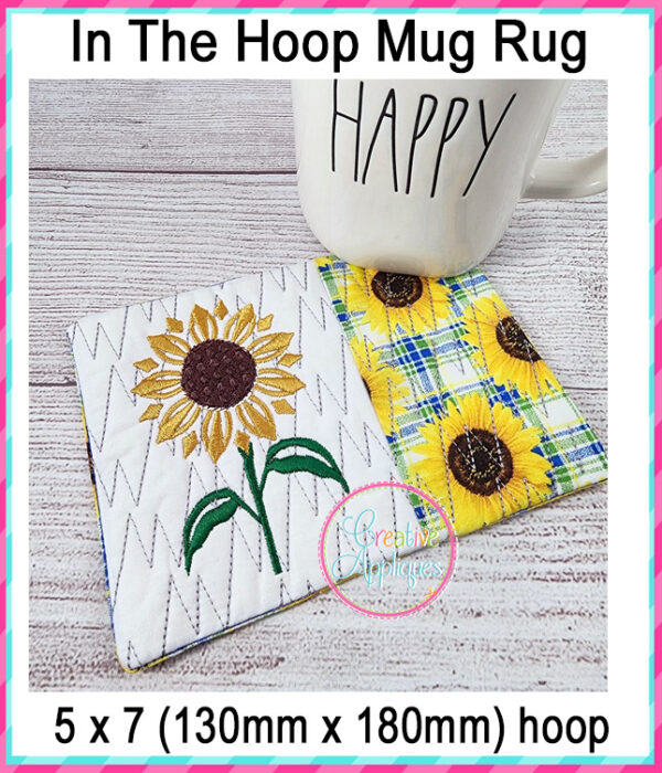 Sunflower Mug Rug In The Hoop Embroidery Design