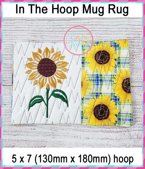 Sunflower Mug Rug In The Hoop Embroidery Design - Image 2