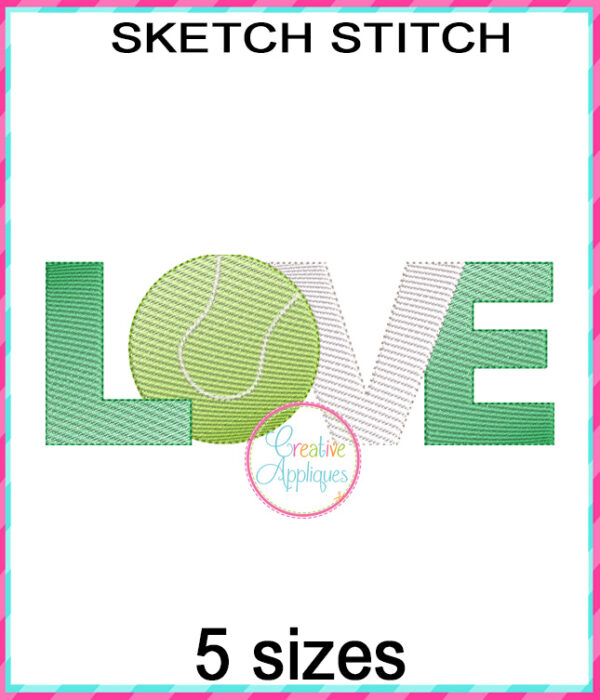 Love Tennis Sketch Embroidery Design