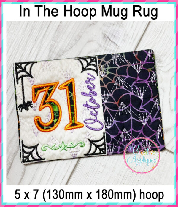 31 October Mug Rug In The Hoop Embroidery Design