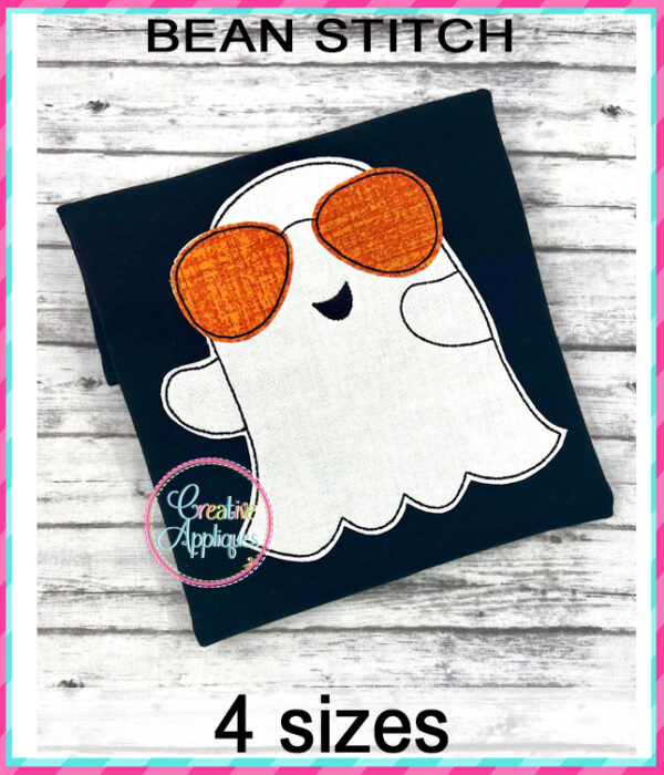 Ghost Glasses Applique Design Bean Stitch