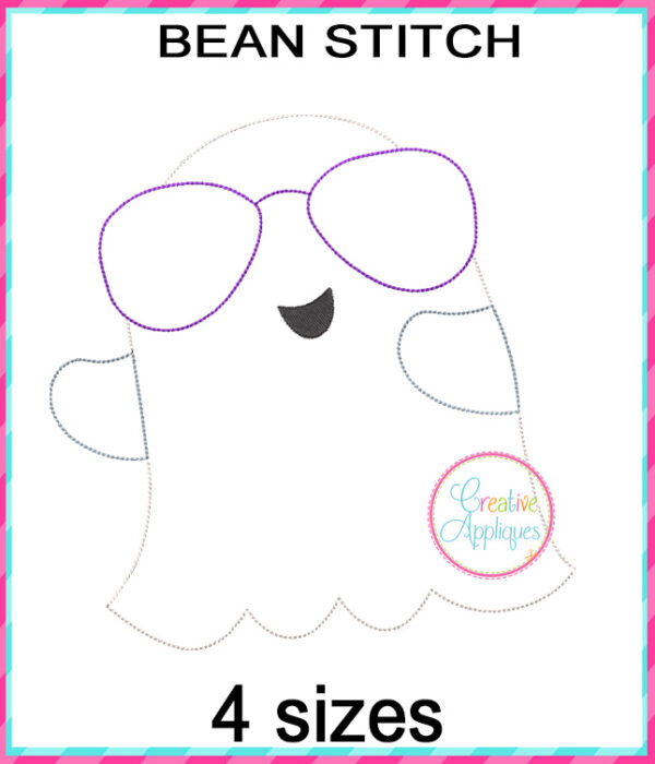 Ghost Glasses Applique Design Bean Stitch - Image 3