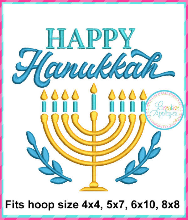 Happy Hanukkah Embroidery Design