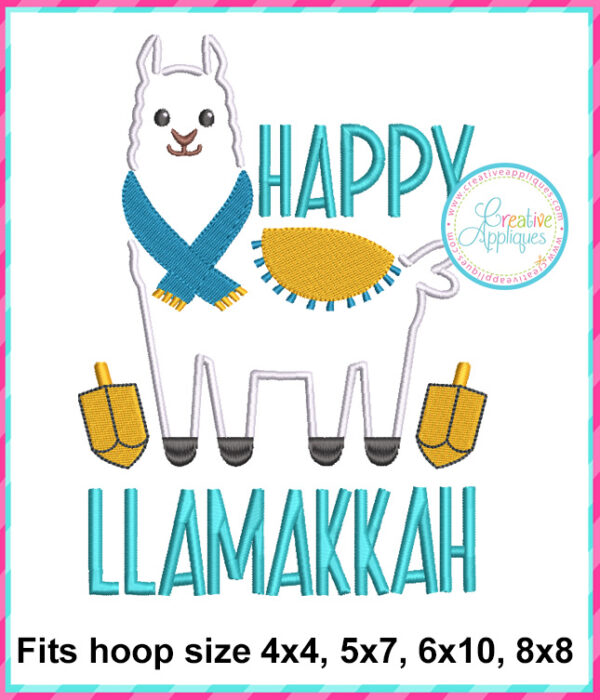 Happy Llamakkah Embroidery Design