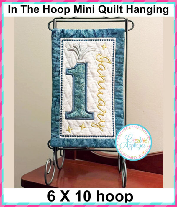 1 January Quilted Mini Hanging Embroidery Design 6x10