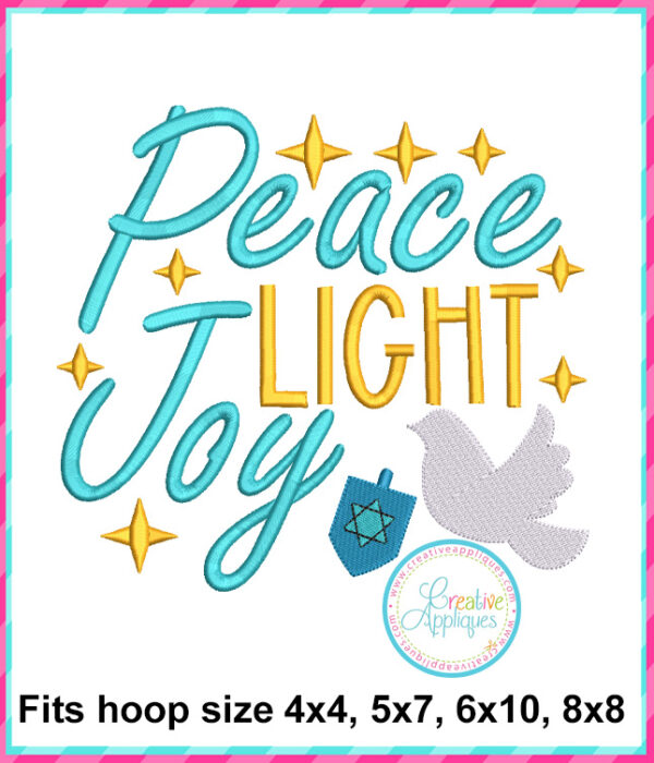 Peace Light Joy Embroidery Design