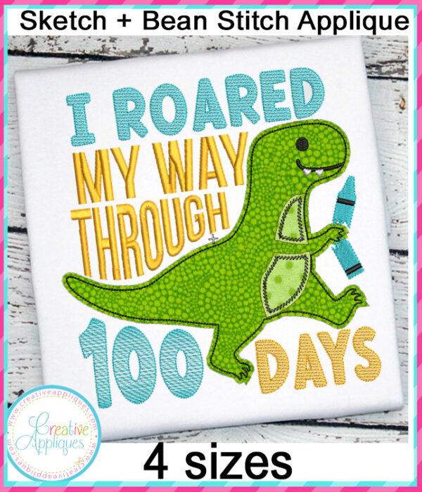 I roared my way through 100 Days Applique Embroidery Design