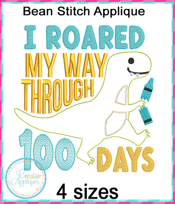 I roared my way through 100 Days Applique Embroidery Design - Image 3