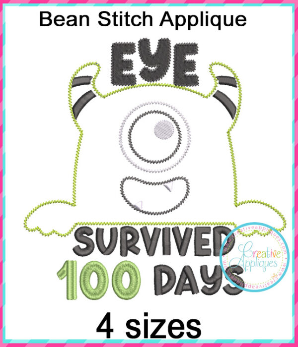 Eye Survived 100 Days Applique Embroidery Design - Image 3