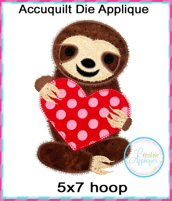 Accuquilt GO! Sloth Valentine Applique Design