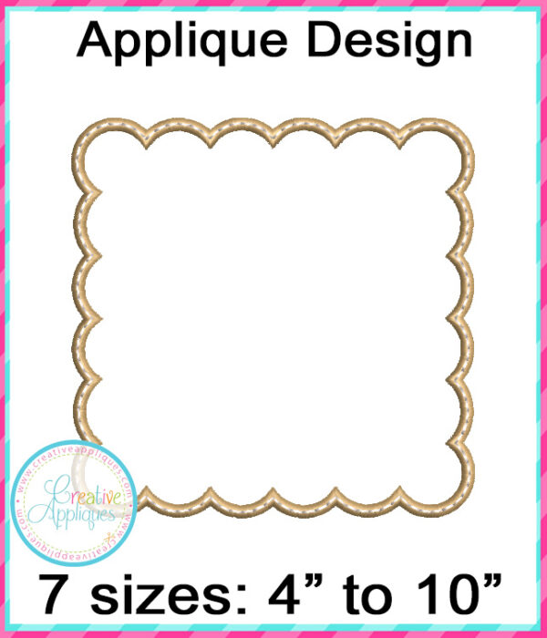 Scallop Square Frame Applique Embroidery Design - Image 2