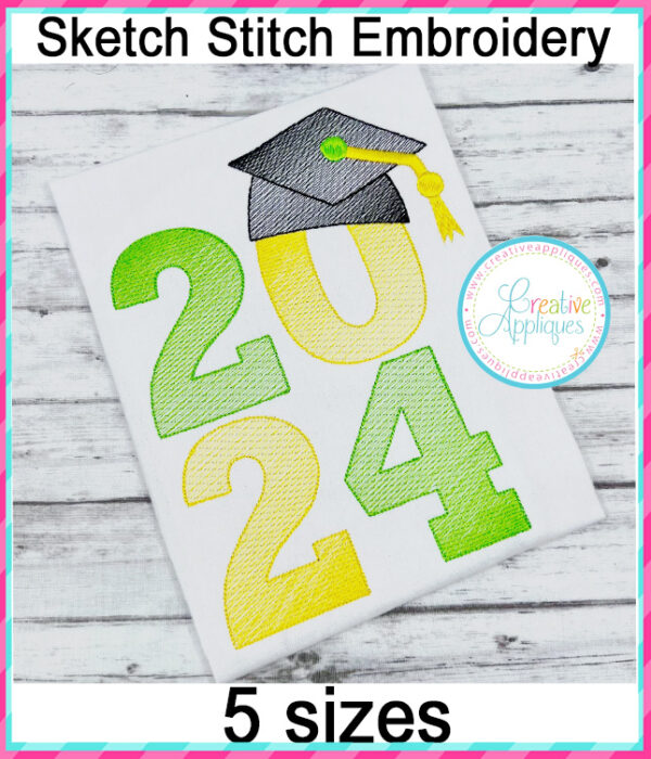 2024 Graduate Sketch Stitch embroidery design