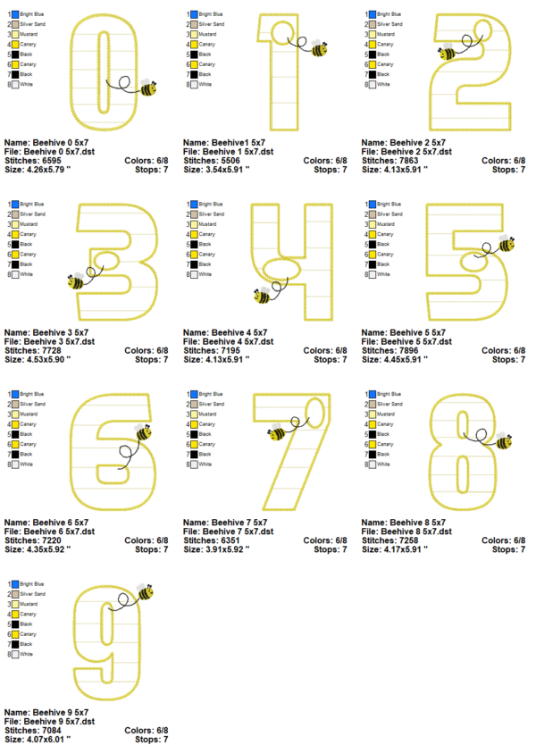 Beehive Numbers Applique Design - Image 2