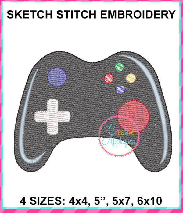 Game Controller Sketch Stitch embroidery design