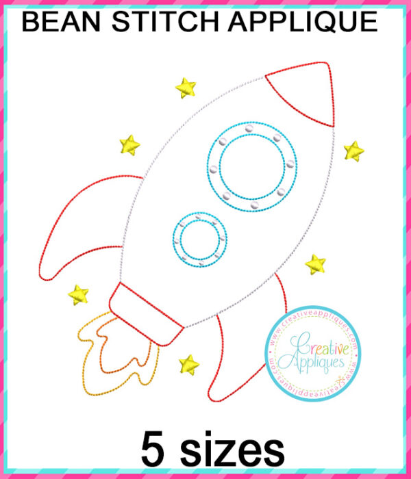 Rocket bean stitch applique design - Image 3