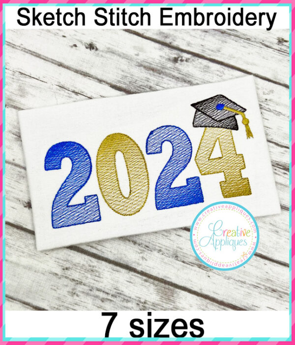 2024 Graduate line Sketch Stitch embroidery design