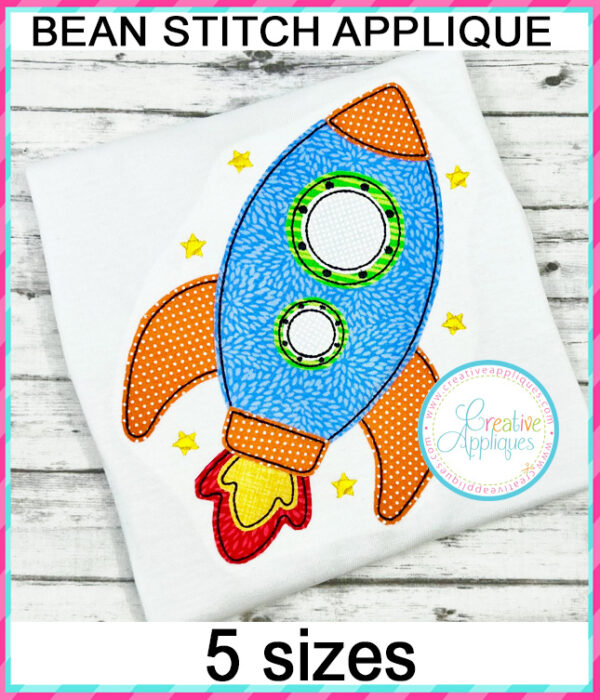 Rocket bean stitch applique design