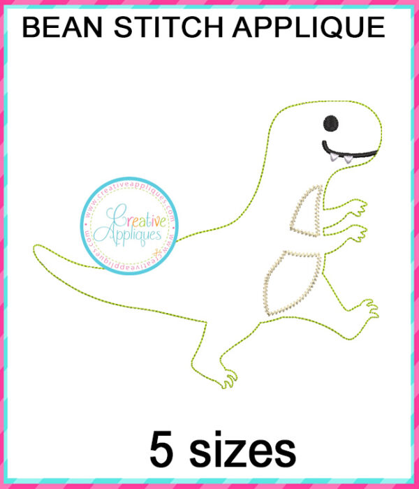 Velociraptor Dinosaur Bean Stitch applique design - Image 3