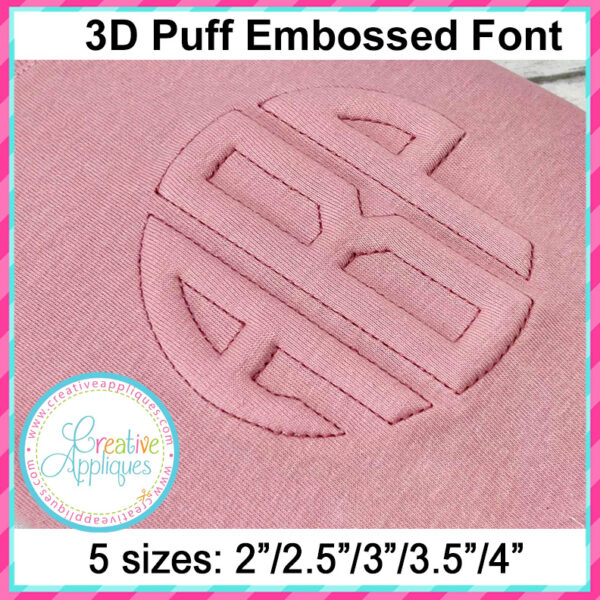 3D Puff Embossed Circle Monogram Embroidery Alphabet - Image 5