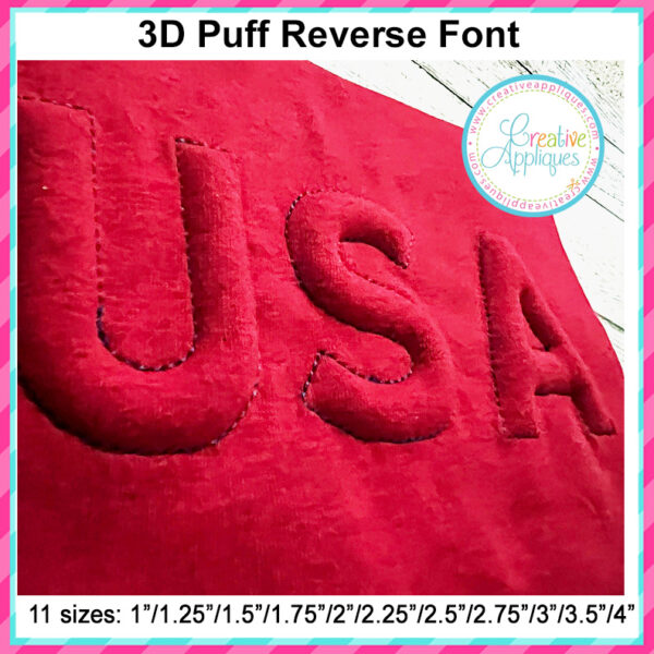 3D Puff Embossed Reverse Embroidery Font - Image 3