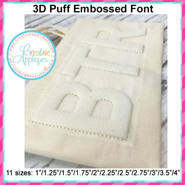 3D Puff Embossed Reverse Embroidery Font - Image 4