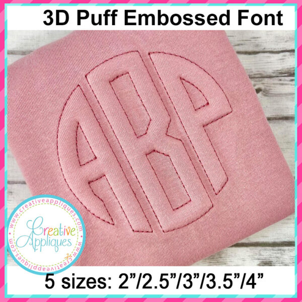 3D Puff Embossed Circle Monogram Embroidery Alphabet - Image 4