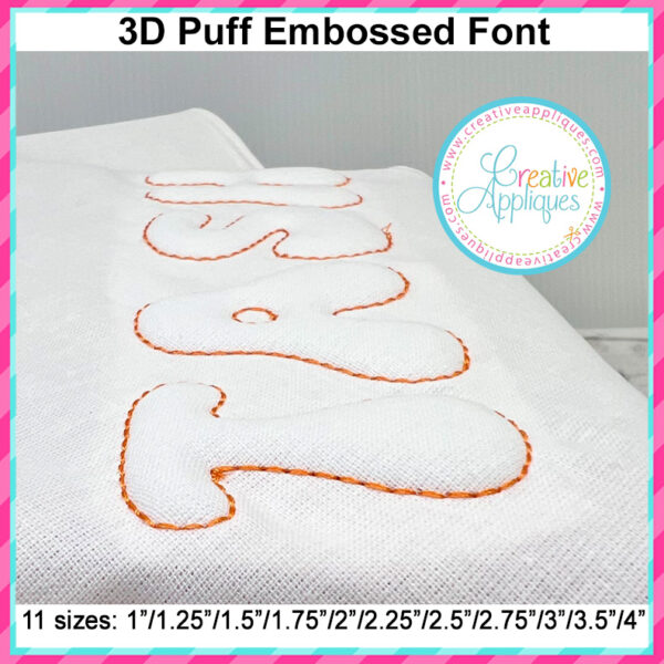 3D Puff Embossed Groovy Embroidery Font - Image 3