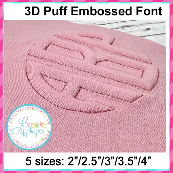 3D Puff Embossed Circle Monogram Embroidery Alphabet