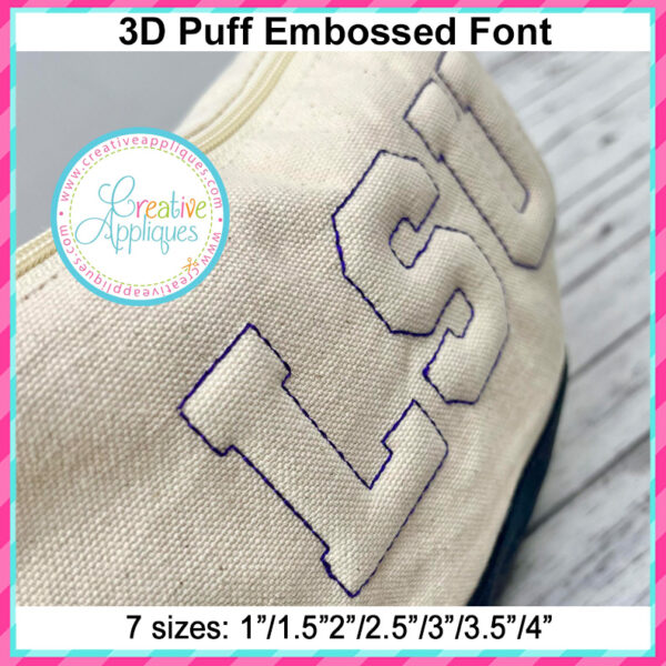 3D Puff Embossed Collegiate Embroidery Font