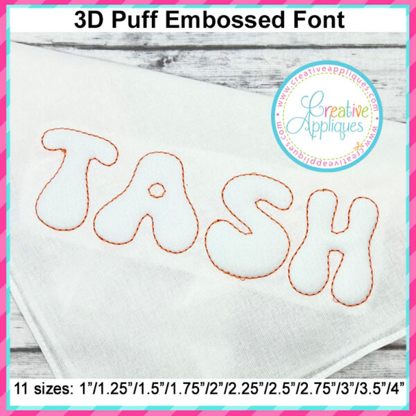 3D Puff Embossed Groovy Embroidery Font - Image 5