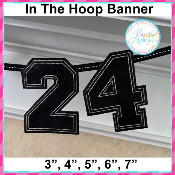 Collegiate Numbers Banner In the hoop design - Image 2