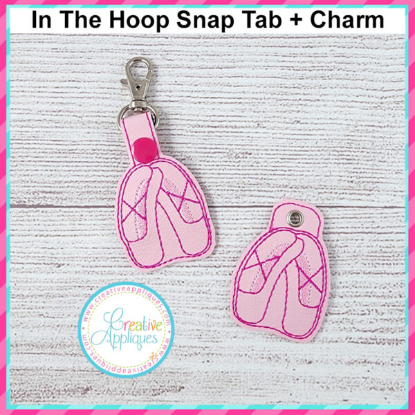 Ballet Shoe Snap Tab + Charm In the hoop design