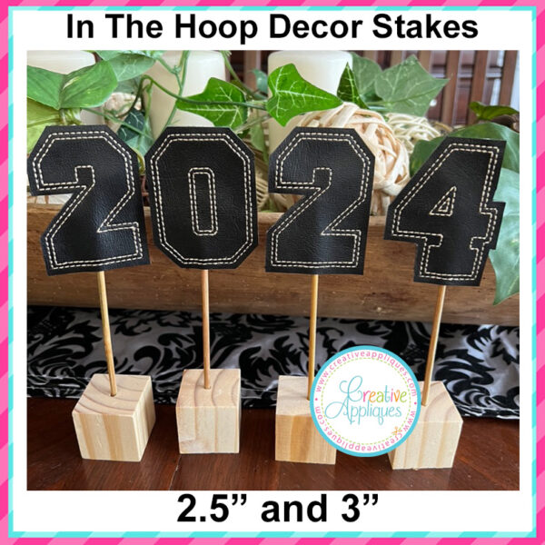 Collegiate Numbers Decor Stakes In the hoop design