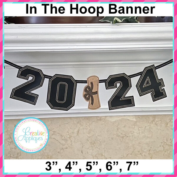 Collegiate Numbers Banner In the hoop design - Image 4