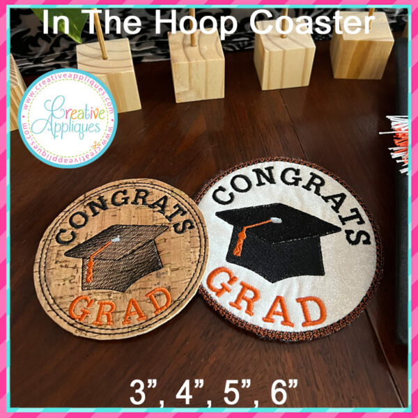 Congrats Grad coaster In the hoop design