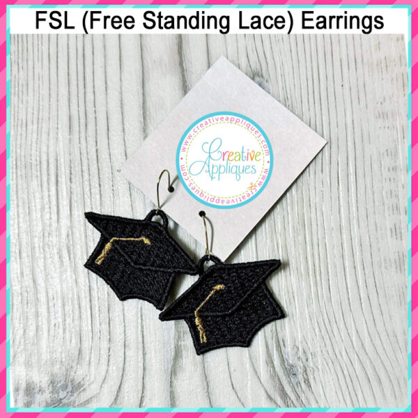 Graduation Cap Free Standing Lace Earrings In the hoop design