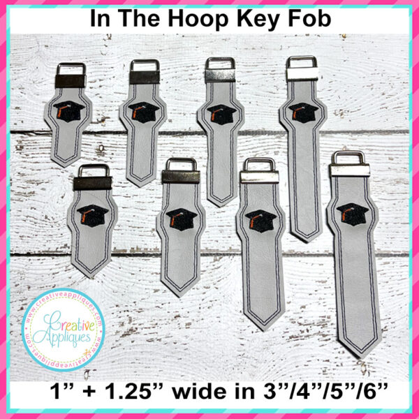 Graduation Cap Key Fob In the hoop design - Image 3