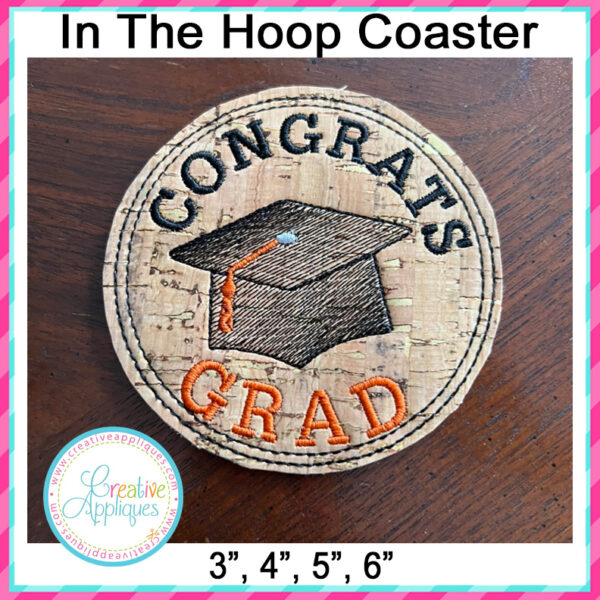 Congrats Grad coaster In the hoop design - Image 4