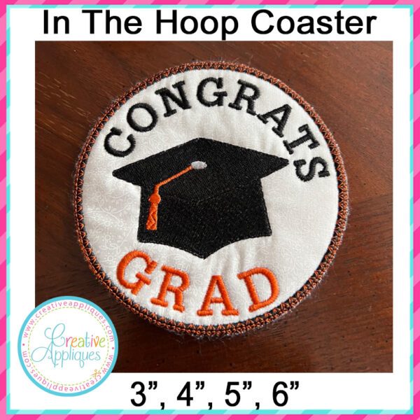 Congrats Grad coaster In the hoop design - Image 3