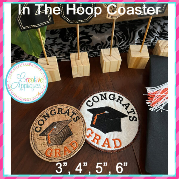 Congrats Grad coaster In the hoop design - Image 2