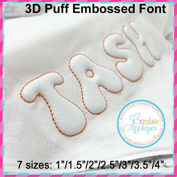 3D Puff Embossed Groovy Embroidery Font