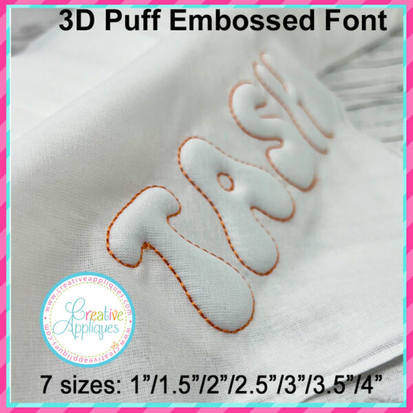 3D Puff Embossed Groovy Embroidery Font - Image 4