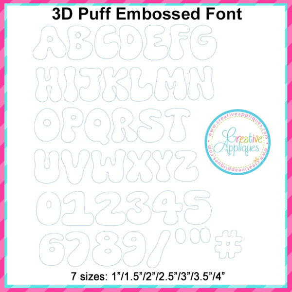 3D Puff Embossed Groovy Embroidery Font - Image 2