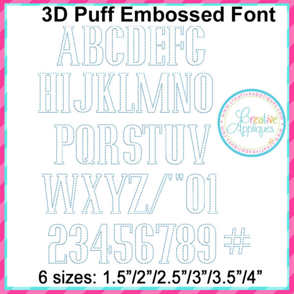 3D Puff Embossed Manhattan Embroidery Alphabet - Image 2