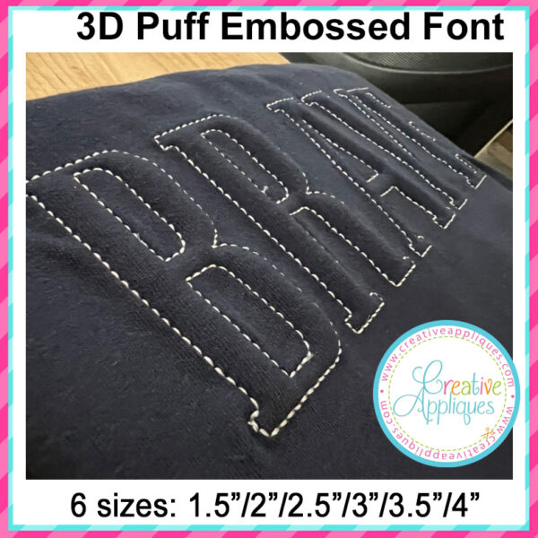 3D Puff Embossed Manhattan Embroidery Alphabet