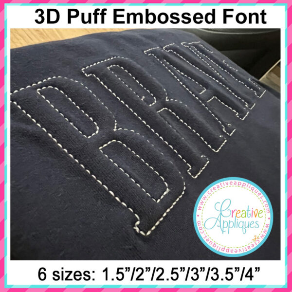 3D Puff Embossed Manhattan Embroidery Alphabet - Image 6