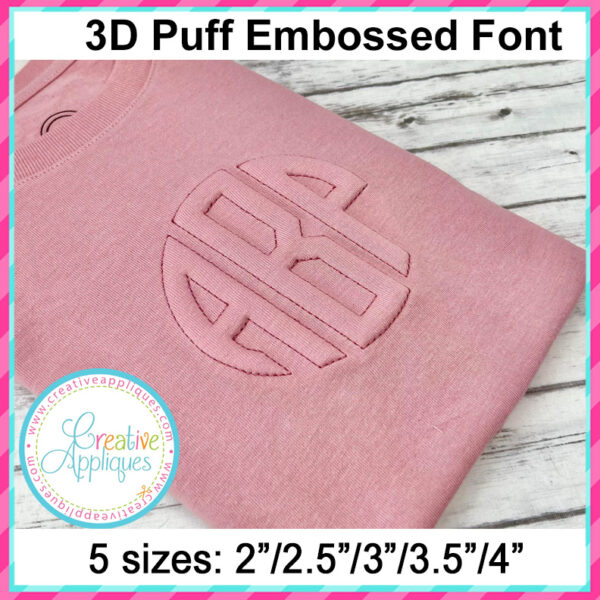 3D Puff Embossed Circle Monogram Embroidery Alphabet - Image 3