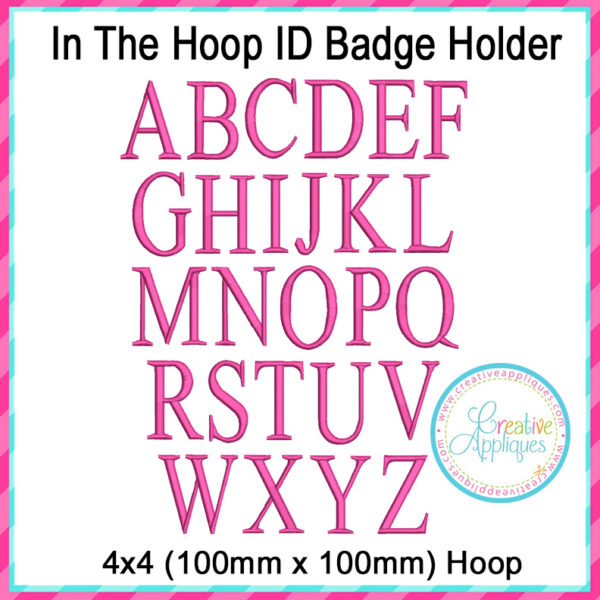 Print Alphabet ID Badge Holder In The Hoop Design - Image 2