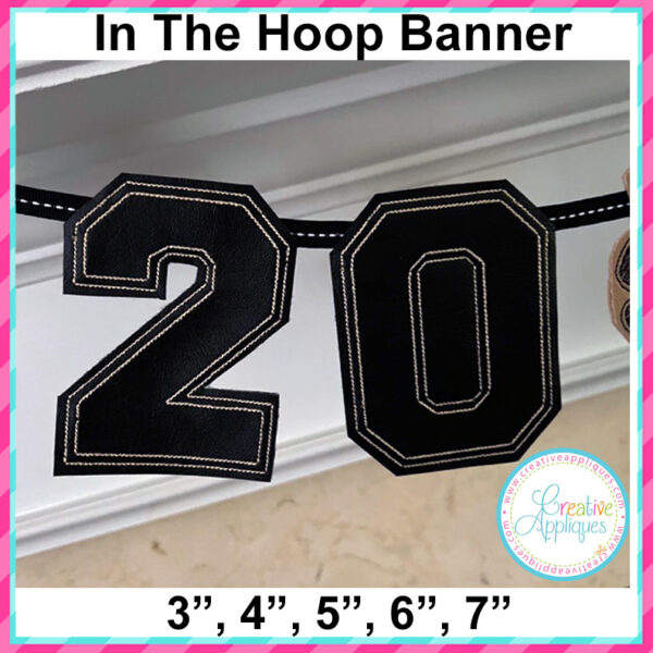 Collegiate Numbers Banner In the hoop design