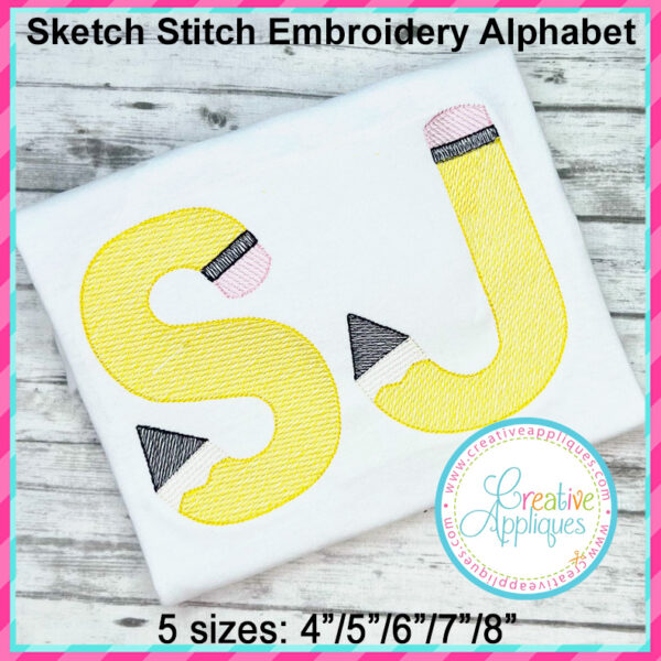 Pencil Alphabet Sketch Stitch Embroidery Alphabet